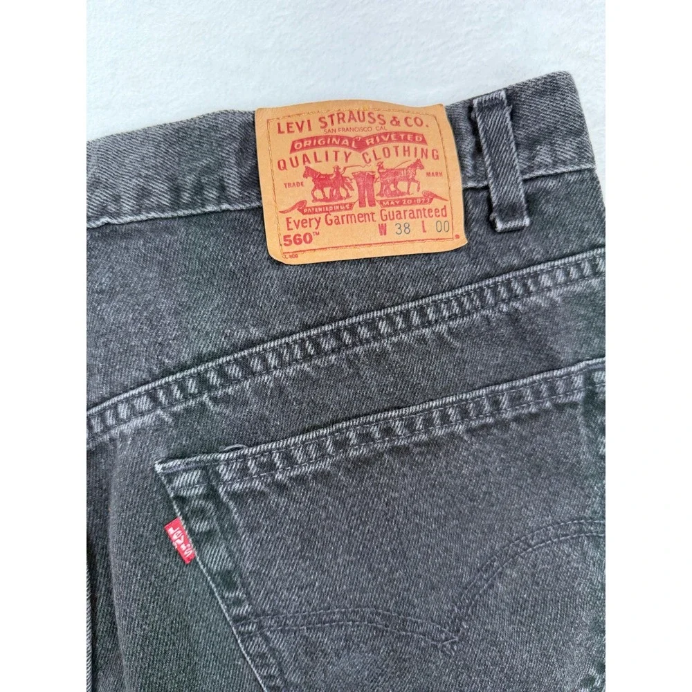 Vtg 90s Levi's 38 Jorts 560 Loose Fit Denim Shorts Relaxed Faded Black Denim